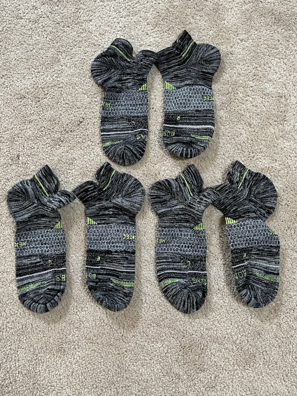 New 3 Pairs Bombas Merino Wool Hex Tec Ankle Socks Large Green Grey Cushion